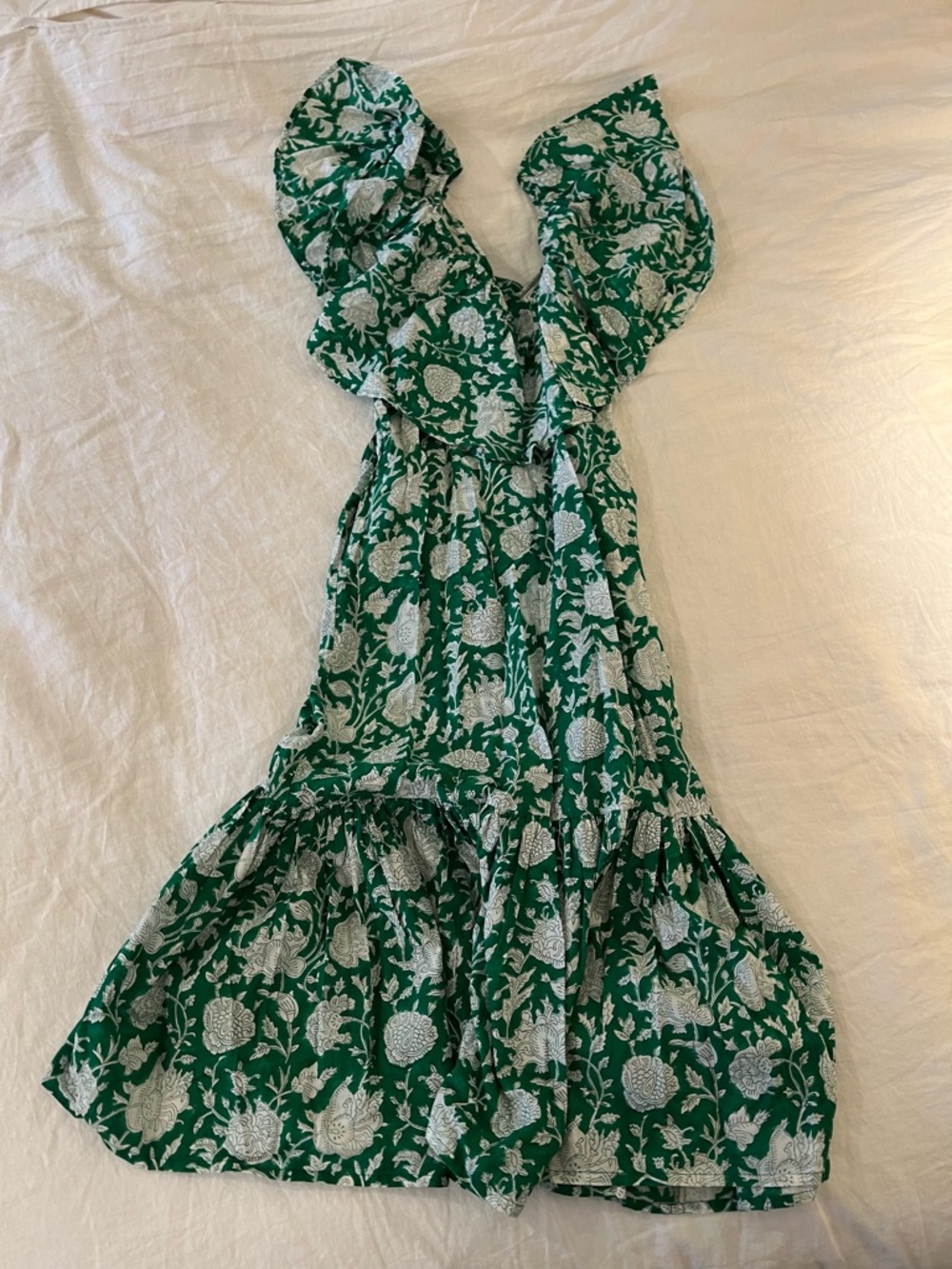 Mille Green Floral Ruffle Dress